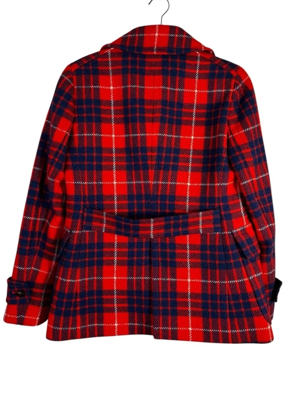 J. Crew Hamilton Plaid Peacoat Red Blue Size 4 / 100% Wool Preppy Jacket